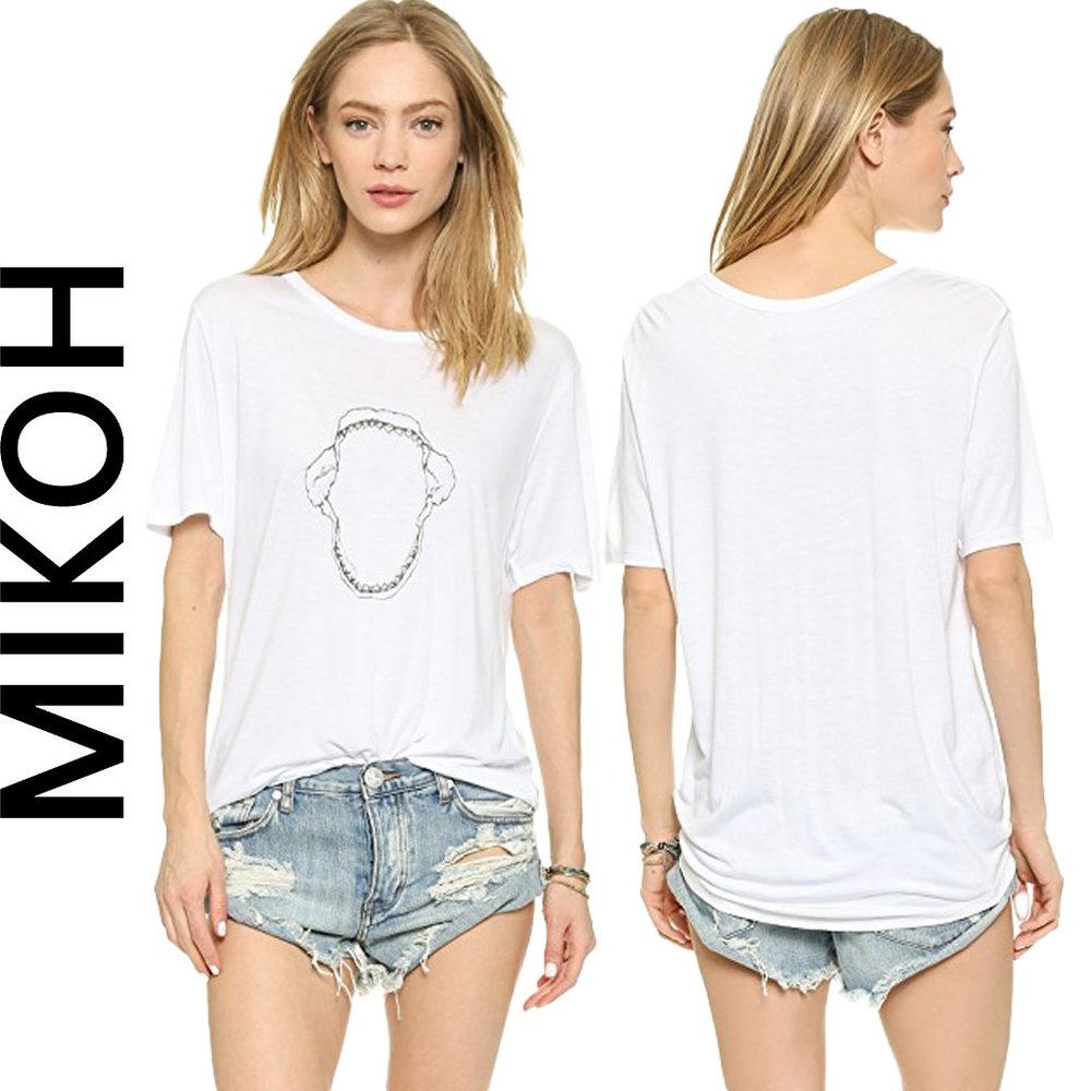 Mikoh Shark Jaw White Burnout Graphic T Shirt